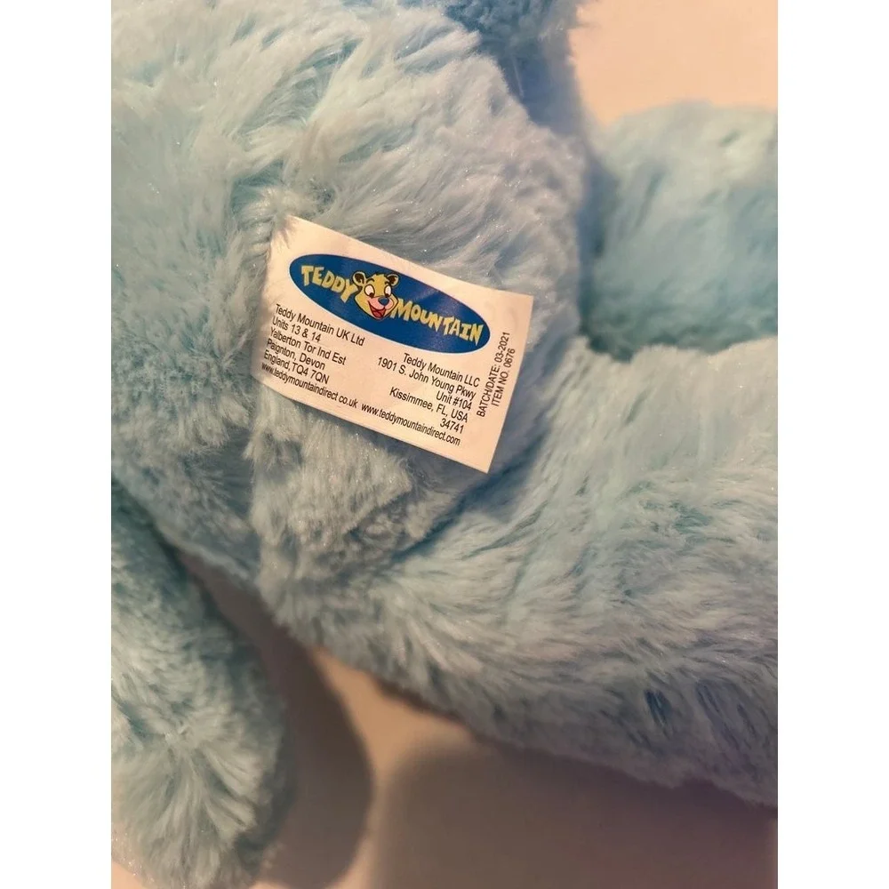 Teddy Mountain Blue Plush Bear with Gingham Accents